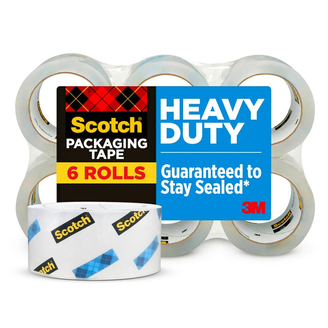 Clear Heavy Duty Packing Tape, 1.88 In x 54.6 Yd, 6 Rolls, 3-In Core