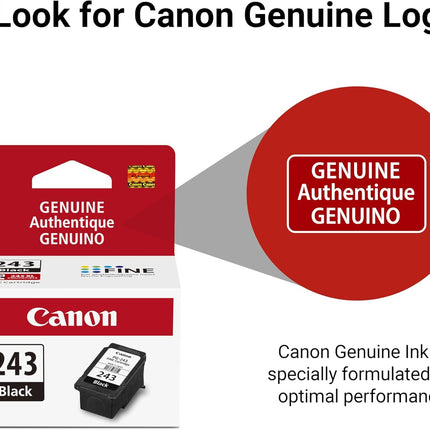 Canon PG-243 Genuine Black Ink Cartridge, Compatible with iP2820, MX492, MG2420/2520/2920/2922/2924/3020/2525, TS3120/302/302a/202/4520/3320
