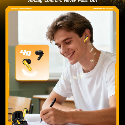 Transformers Official Bumblebee Wireless Gaming Earbuds, Bluetooth 6.0 Headphones, Open Mech Case with LED Lights, 24H Battery, IPX3 Waterproof, in-Ear Headphones for iPhone Android - Yellow