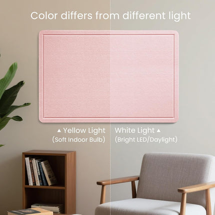 Lightomorrow Bulletin Board, 24 x 18 Inches Cork Board Alternative Decorative Felt Pin Board with Safe Removable Adhesives & 23 Push Pins for Home Office Classroom Walls-Pale Pink