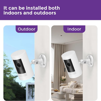 2 Pack Ring Camera Mount – No-Drill Indoor/Outdoor Wall Mount Compatible with Ring Stick Up Cam Plus/Pro, Ring Indoor Cam, Ring Outdoor Cam Plus – 360° Adjustable, Strong VHB Adhesive & Screw Option