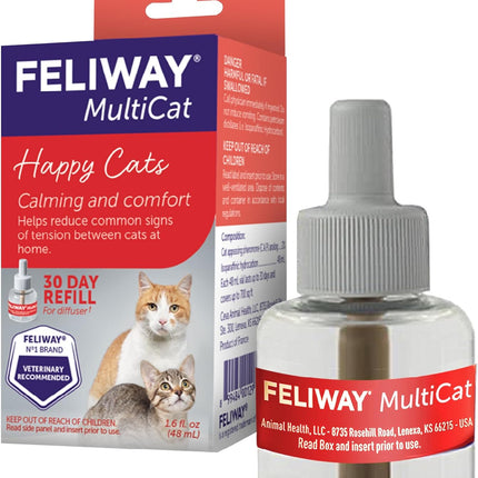 FELIWAY® MultiCat 30 Day Cat Calming Refill for Pheromone Diffuser, 48ml - 1x 30 Day - Helps Reduce Conflicts and Signs of Tension in Multi-Cat Households