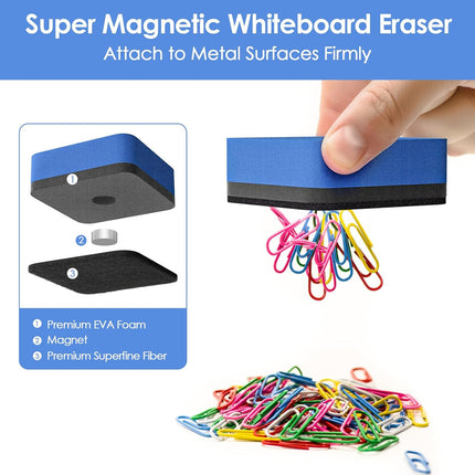 MaxGear 24 Pack Dry Erase Erasers, Magnetic Whiteboard Dry Erasers for Classroom, Mini Whiteboard Cleaning Pads, Chalkboard Wiper Teacher Supplies for School, Office, Home, 6 Color, 2 x 2 Inch