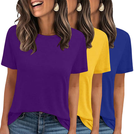3 Pack Womens Basic T Shirts Summer Tops 2026 Short Sleeve Tees Comfy Casual Vacation Clothes