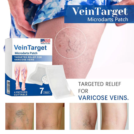 VeinTarget Microdarts Patch, Professional Varicose Veins Treatment for Legs, Gfuel Vein Target Patch, Natural Ingredients Leg Treatment for All Skin Types (1 Pack)