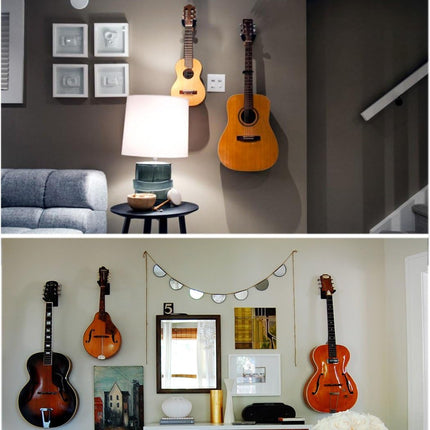 Sound harbor Guitar Wall Mount Hanger Acoustic Electric Bass Guitar Wall Hook Black Metal Holder