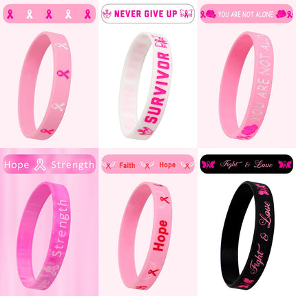 42pcs Breast Cancer Awareness Accessories Silicone Bracelets