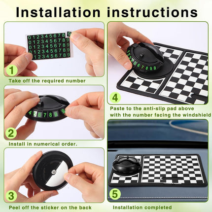 Multifunction Car Anti-Slip Mat, Rotatable Anti Skid Car Dashboard Pad with Temporary Parking Numbe, Universal Car Phone Holder, and Large Pad for Phones Sunglasses Keys Gadgets