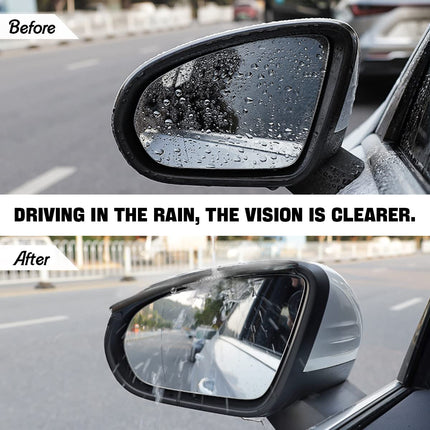 2 Pack Car Side Mirror Rain Visors, Smoke-Style, Smooth Black