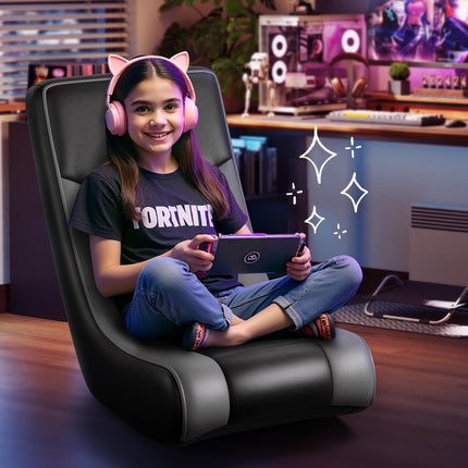 Floor Rocker Gaming Chair – Adjustable Angle Limiter, Ultra Lightweight Ergonomic Floor Rocking Game Seat for Gaming and Lounging, Black