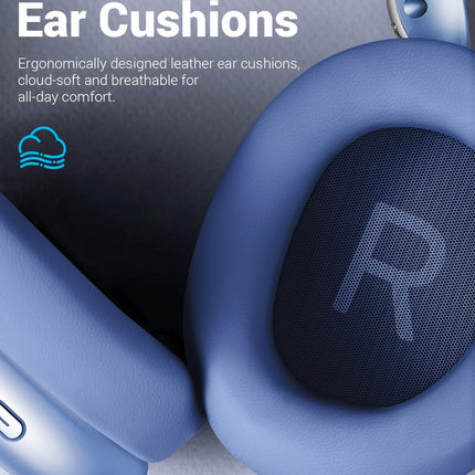 Wentronic Y01 Wireless Noise Canceling Headphones Bluetooth 5.3 Over Ear Headphones with Microphone, Hi-Res Audio, 48H Playtime, Foldable Comfortable Earpads,Compatible with iOS,Android,PC, Blue