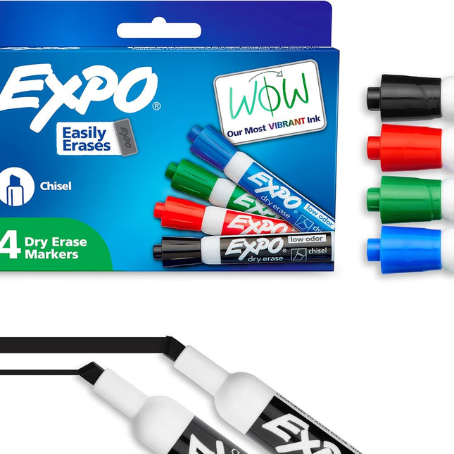 Low-Odor Dry Erase Markers, Assorted Colors, Chisel Tip