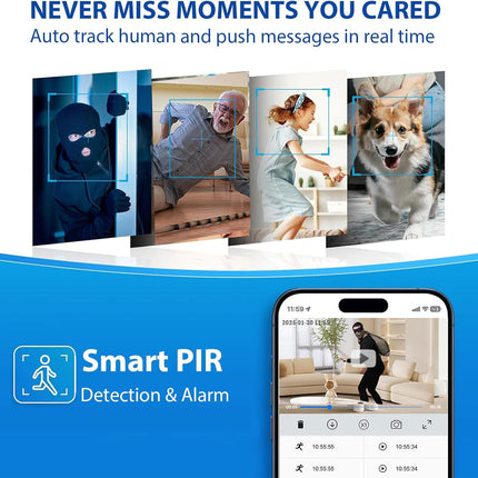 Mini Camera, 1080P Wireless Indoor Security Camera, Upgraded 60-Days Battery Life, Auto Night Vision, PIR Motion Detection, Support 5G Wi-Fi, Remote Viewing for Baby Pet Monitoring and Home Security