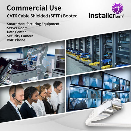 InstallerParts (10 Pack Ethernet Cable CAT6 Cable Shielded (SSTP/SFTP) Booted 6 FT - White - Professional Series - 10Gigabit/Sec Network/High Speed Internet Cable, 550MHZ