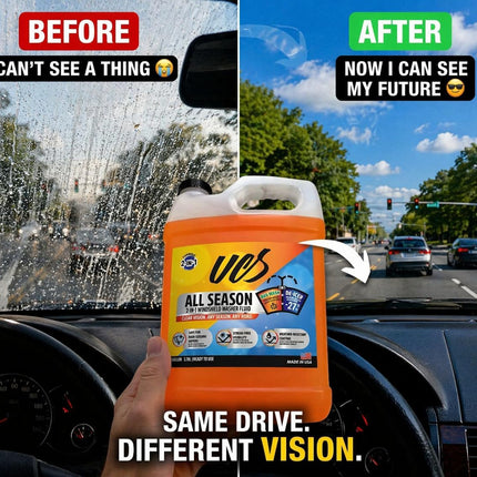UCS Windshield Washer Fluid All Season -27°F, Freeze Protection, Water Repellent & Bug Remover, Streak-Free, 1 Gallon (128 fl oz)