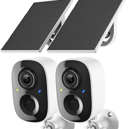 2K Security Camera Wireless Outdoor,Solar Powered WiFi Cameras for Home Security with Motion Detection,Color Night Vision(Spotlight),Instant Alert,2-Way Audio,Siren&SD/Cloud Storage,IP65,2.4GHz,2 Pack