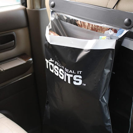 Tossits Recycled Disposable Car Trash Bags – Leakproof, Smell Proof Hanging Garbage Bags for Car, Truck, SUV, RV & Vehicle – Black, 7 Count Disposable Automotive Trash Bags