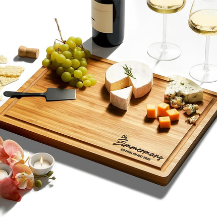 Personalized Cutting Board, Custom Bamboo Engraved Charcuterie Boards - Best Present for Wedding, Bridal Shower, Engagement, Anniversary, Housewarming, Gift Idea for Couples Bride, Parent, Family