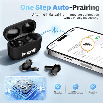 Wireless Earbuds, Bluetooth 5.3 Headphones Wireless Earbuds with 4 ENC Noise Cancelling Mic, 40+Hrs, HiFi Bass 3D-Stereo, USB C in-Ear Earphones, Ear Buds for iPhone, Android,Laptop
