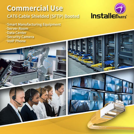 InstallerParts Ethernet Cable CAT6 Cable Shielded (SSTP/SFTP) Booted 25 FT - Yellow - Professional Series - 10Gigabit/Sec Network/High Speed Internet Cable, 550MHZ