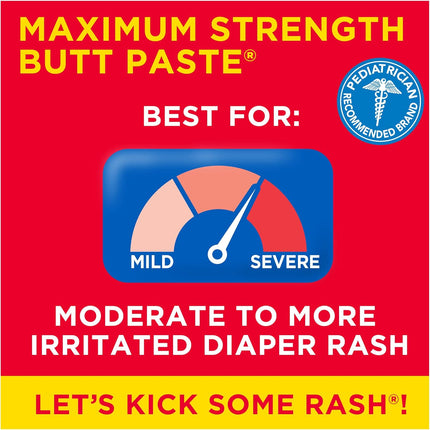 Boudreaux's Butt Paste Maximum Strength Diaper Rash Cream, Diaper Cream for Baby, Fast Relief & Overnight Protection for Moderate to More Irritated Rash, Pediatrician-Recommended, 2 oz & 14 oz