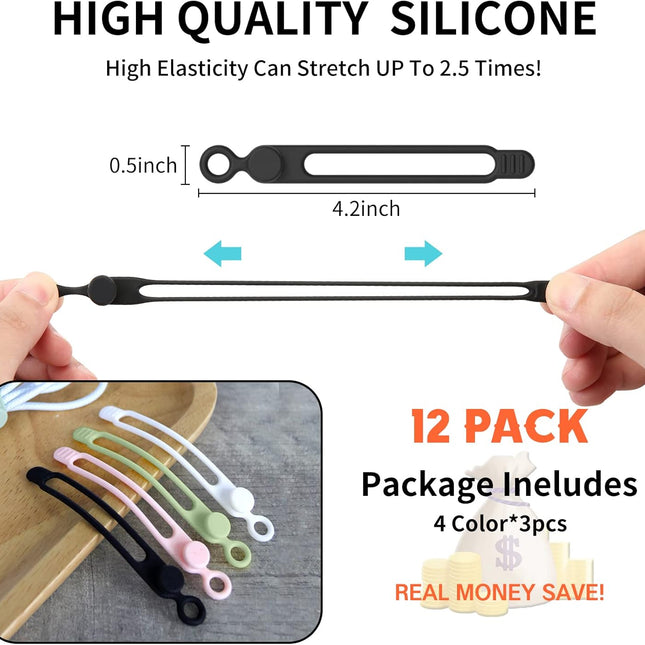 [12Park] Silicone Cable Ties, Reusable Cable Management Organizer