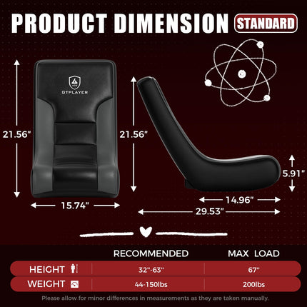 Floor Rocker Gaming Chair – Adjustable Angle Limiter, Ultra Lightweight Ergonomic Floor Rocking Game Seat for Gaming and Lounging, Black