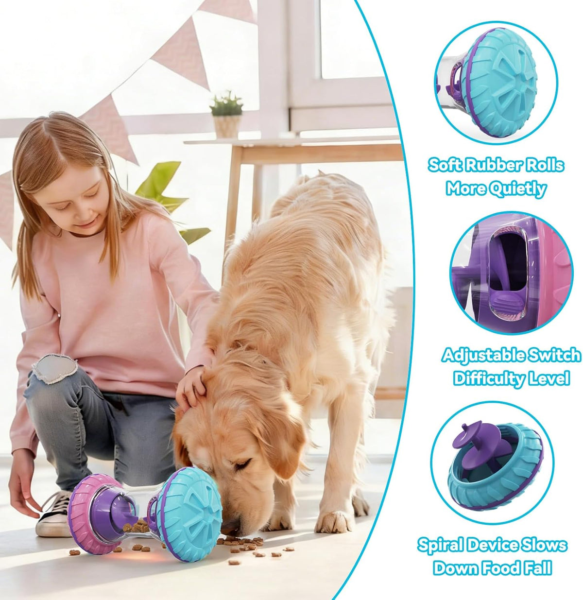 Interactive Dog Puzzle Toy with Adjustable Treat Dispensing Slow Feeder - photo 5