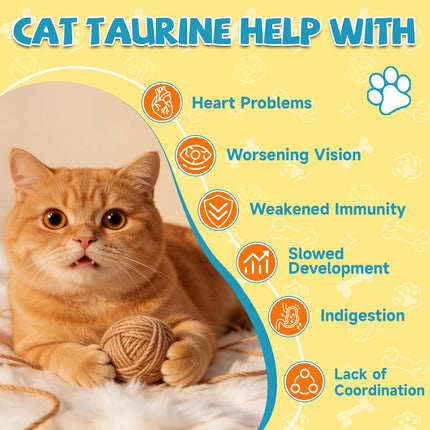Taurine for Cats Drop - Taurine Supplement for Cats, Supports Feline Heart & Immune Function, Vision, Energy & Vitality, Coenzyme Q10, L-Carnitine, L-Arginine, Vitamin, Liquid Cat Taurine 60ML