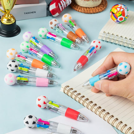 18Pcs Soccer Mini Multicolor Ballpoint Pens Cute 4-in-1 Retractable Pen Bulk for Birthday Party Classroom Student Prizes Teacher Rewards