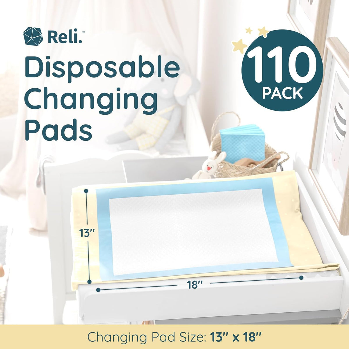 Disposable Changing Pads for Baby (110 Pack) | Disposable Diaper Changing Pads, 13" x 18" | Super - photo 2