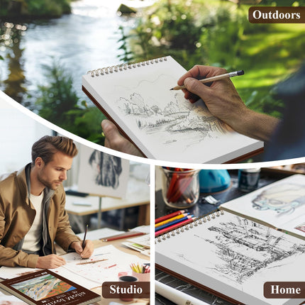 Cuaderno de bocetos de técnica mixta 9x12, bloc de papel para dibujo 60 hojas_98lb/160gsm