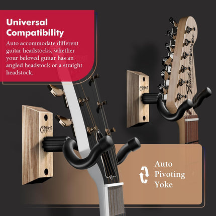 Black Guitar Wall Mount 4 Pack, Picks and Pick Holders, Ashwood
