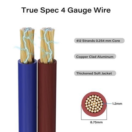 4 AWG Gauge Battery Cable Wire Kit 20 Ft Blue+5 Ft Brown, Primary Automotive Power & Ground Wire CCA All-in-One Set,Soft for Car Audio RV Amp Marine Inverter +Lugs, Heat Shrink, Cutter &Crimping Tool