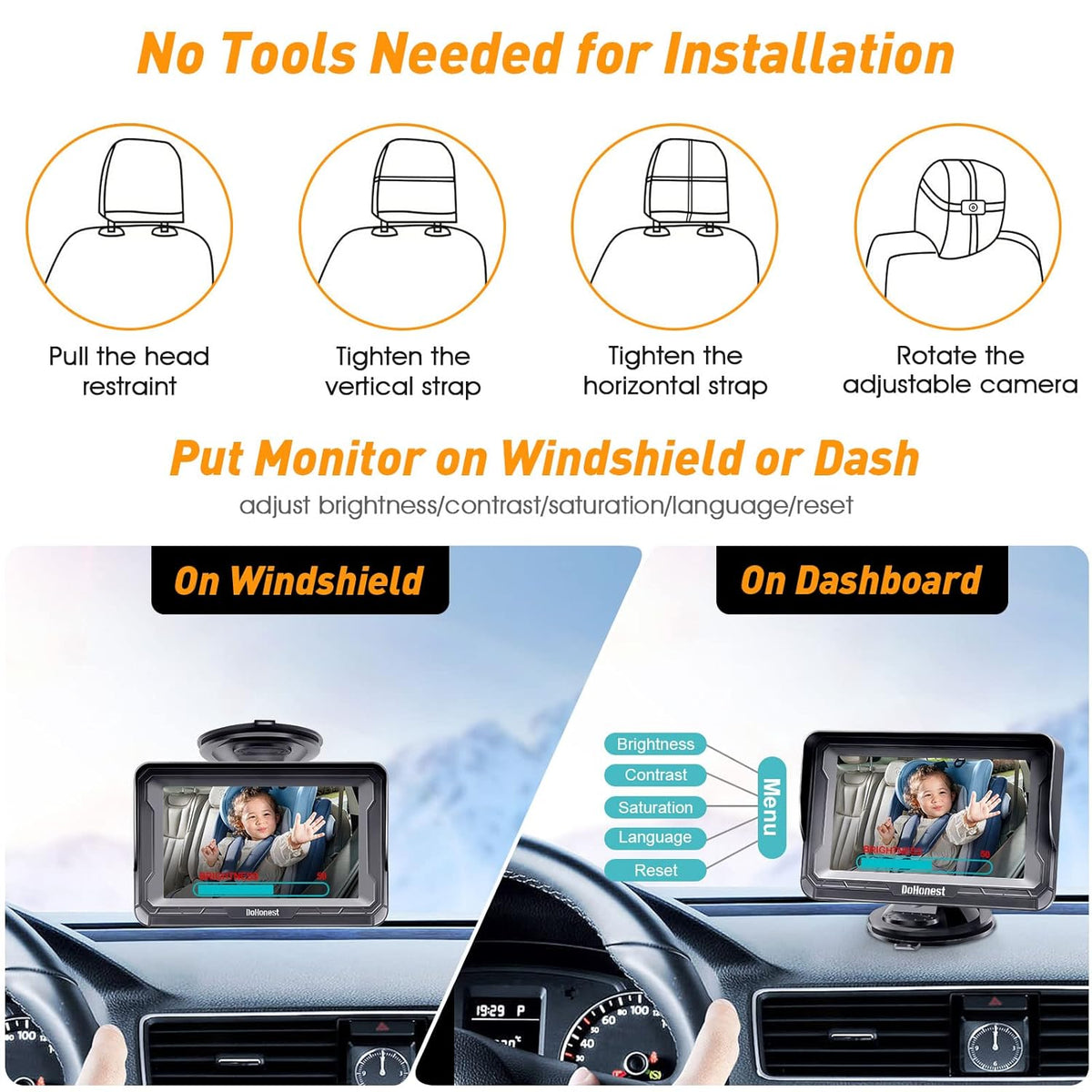 Baby Car Camera HD 1080P Rear-Facing Monitor with Night Vision - photo 5