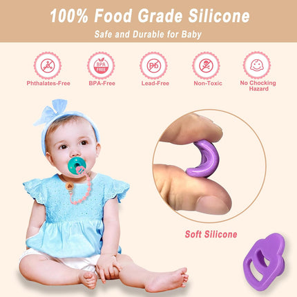 Silicone Pacifier Clip Adapter Ring for Philips Avent Soothie, 4 Pack 100% Food-Grade Silicone Binky Clips Holder Adapter Rings Competible with Avent Soothie,BPA-Free Soft Flexible Safe Durable, Green
