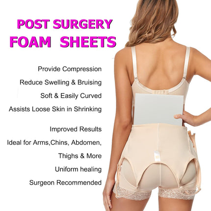 4 Pack Lipo Foam Pads Post Surgery 8"X11", Ab Board Foam Liposuction Recovery, Compression Foam Boards for Tummy, Arms, Thighs, Multi-Purpose Lipo Foam Sheets