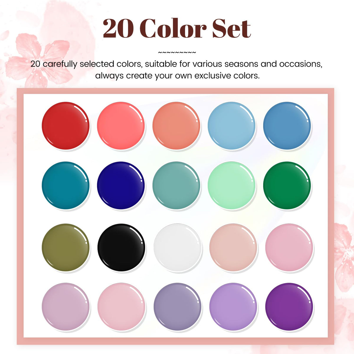 23-Piece Multicolor Gel Nail Polish Set with Base, Glossy & Matte Top Coats - photo 3