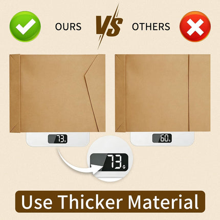 20 Pack 12.6" x 15.75" Expandable Large Kraft Envelopes, Anti Tear Catalog Mailing Envelopes with Big Hook-and-Loop Closure for Home Office Business Paper Documents Storage, Brown