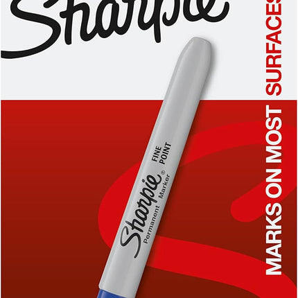 Sharpie Permanent Markers, Fine Point, Blue, 12 Count