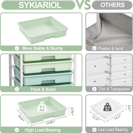 Rolling Storage Utility Cart Organizers with 8 Drawers and Wooden Tabletop for Living - photo 5
