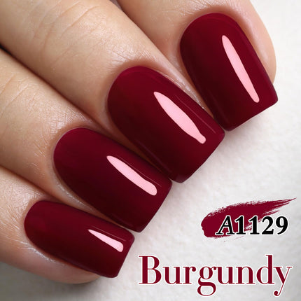 15ML Gel Nail Polish Pure Sheer Same Color Same Bottle Soak Off Gel Polish Art Manicure Salon DIY at Home for Women (Burgundy-A1129)