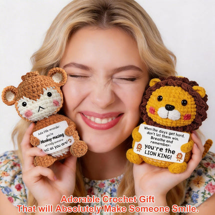 9Pcs Positive Crochet Animals with Messages Emotional Support Plushies Crochet Stuffed Animals Bulk Cute Affirmation Gifts for Teens Employee Appreciation Graduation Small Easter Basket Stuffers Gifts