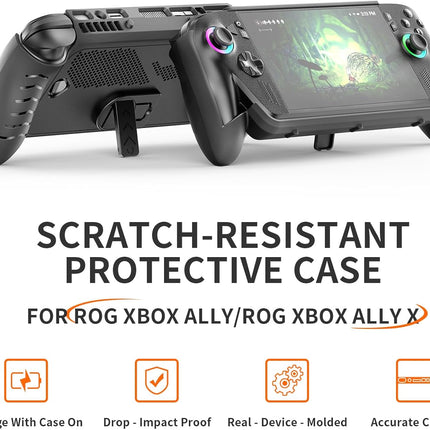 Protective Case for ASUS Rog Xbox Ally X & Rog Xbox Ally 2025, TPU Cover with Kickstand for Gaming Handheld Cover Case Accessories, Anti-Collision,Non-Slip,Anti-Scratch Design,Black