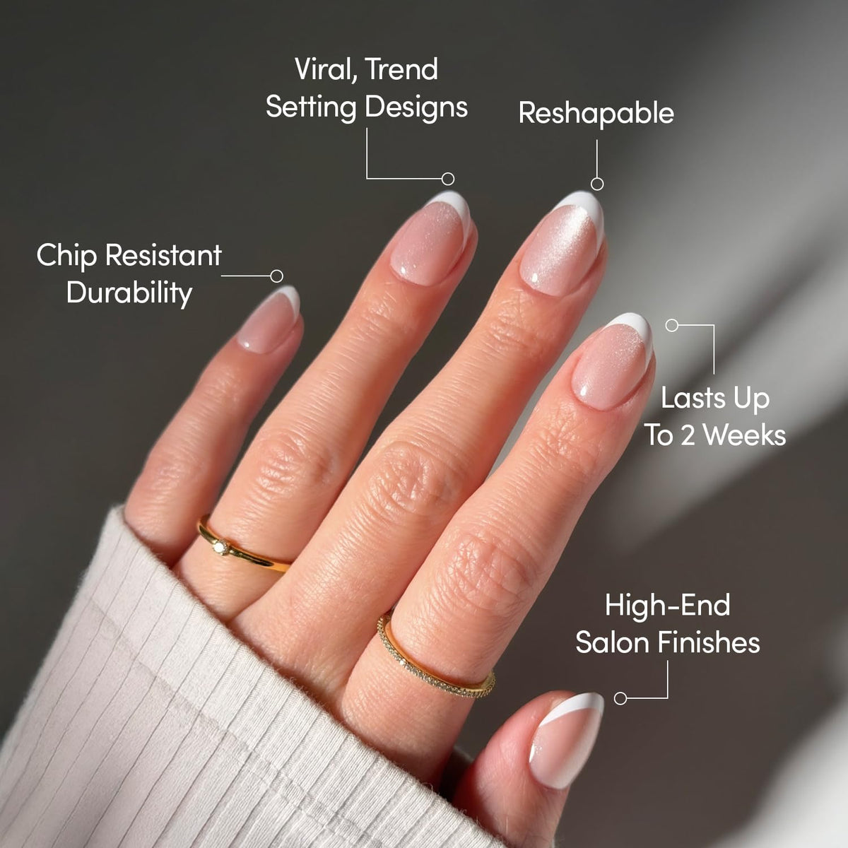 Angelic Touch Short Oval Press-On Nails with French Tips - photo 2