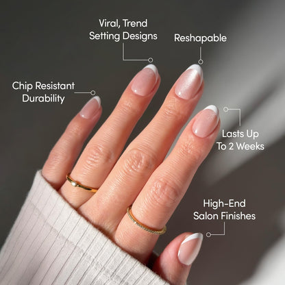 Angelic Touch Short Oval Press-On Nails with French Tips - photo 2