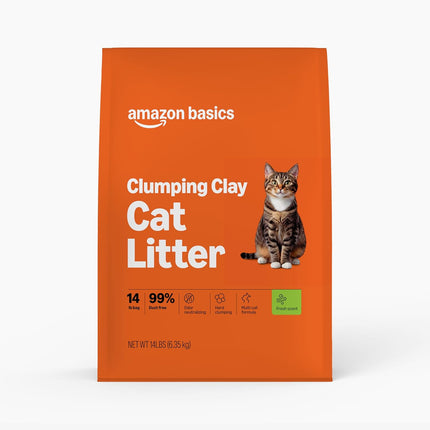 Amazon Basics Clumping Cat Litter, Fresh Scent, Hard Clumping Formula, 99% Dust Free, 14 lb Bag