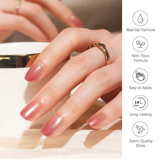 Cinnamon Glow Semi Cured Gel Nail Strips - 28 Mirror Gel Nail Wrap Stickers