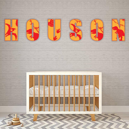 Personalized Wooden Name Sign - Custom Baby Name Signs for Nursery & Kids Room, Baby Announcement Sign, Wall Name Signs Personalized, Round Wooden Letters for Nursery Decor (Dinosaur)