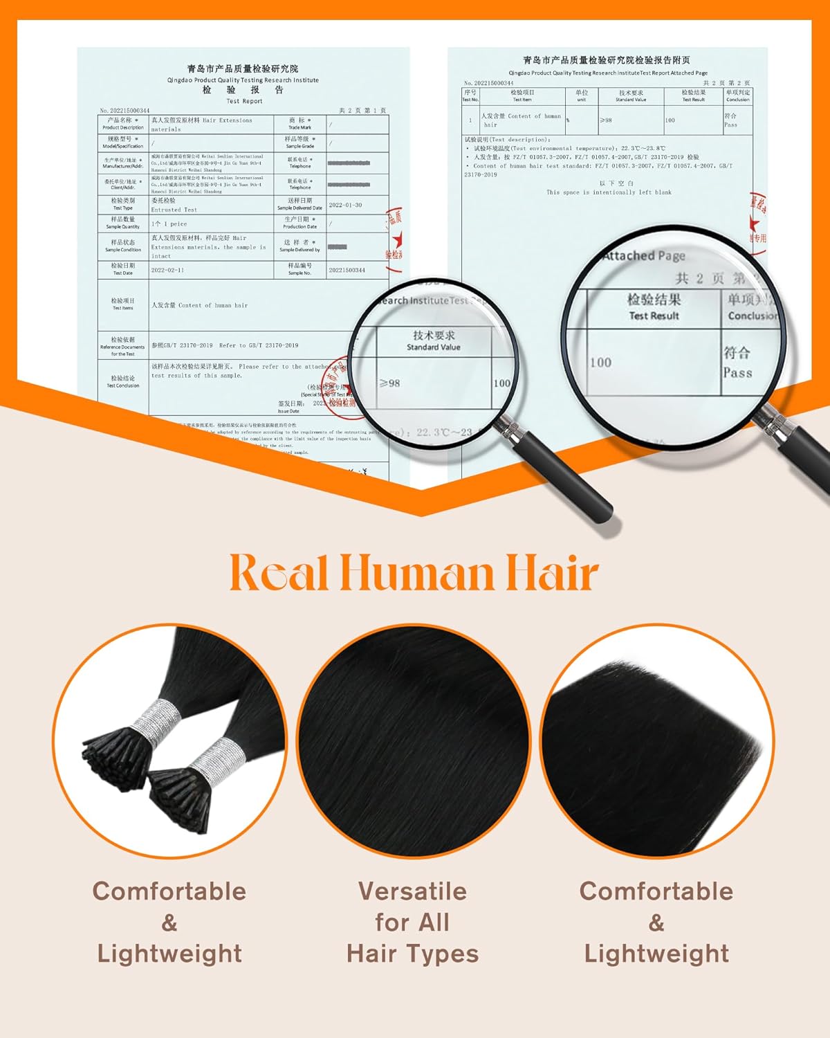 22 Inch Itip Human Hair Extensions, Black, Easy to Maintain Remy I Tip Hair, for Women with Thick Hair - photo 3